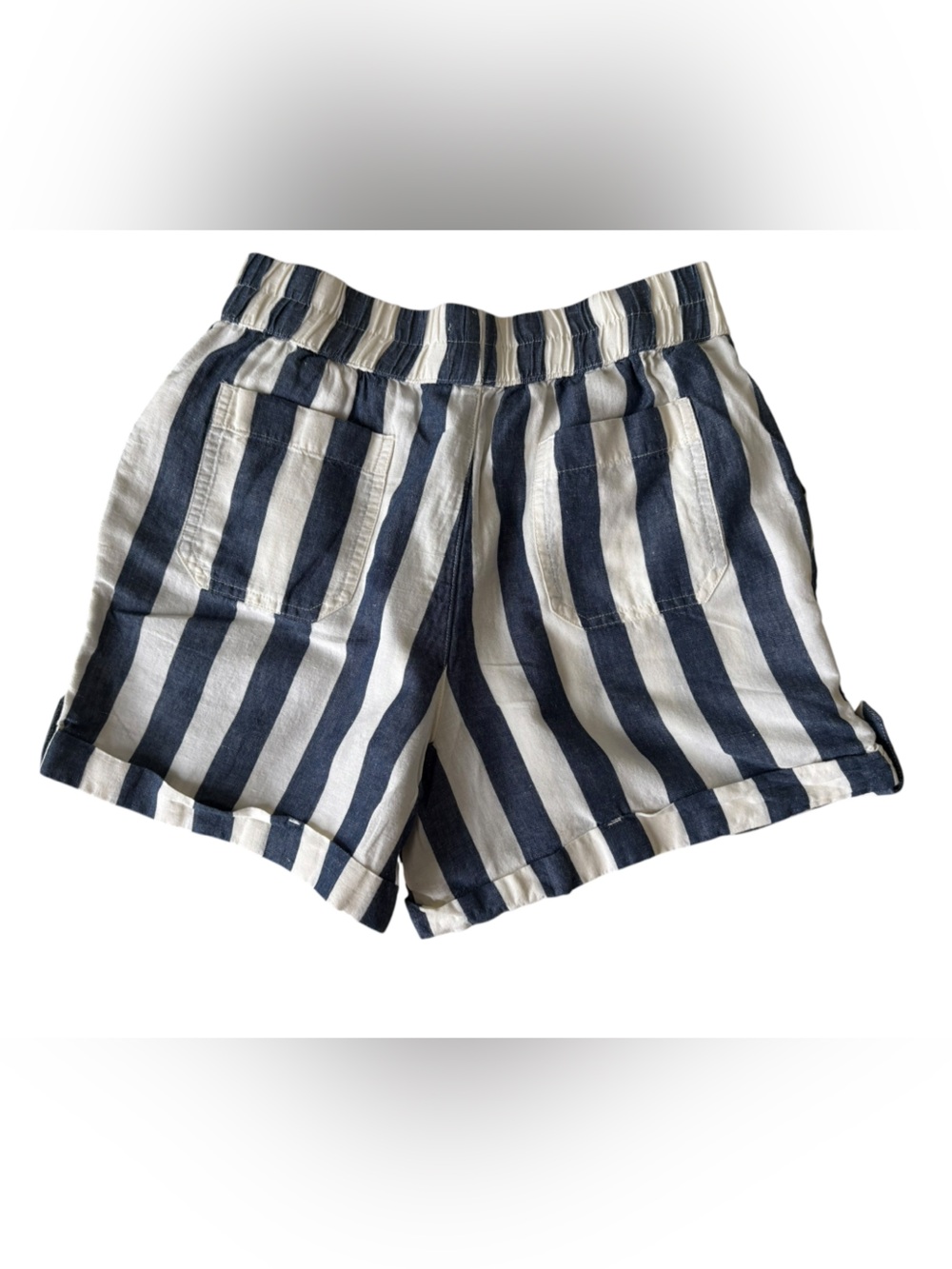 Pact Organic Cotton/Hemp Blend Shorts in the "Mariner Stripe" pattern size small - Picture 3 of 9